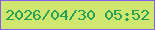 文字の大きさ：2、枠の色：855ef0、背景の色：cfe76e、文字の色：259f55 無料ブログパーツのブログ時計