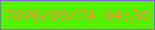 文字の大きさ：3、枠の色：8568d9、背景の色：59ef01、文字の色：f29735 無料ブログパーツのブログ時計