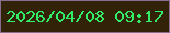 文字の大きさ：2、枠の色：856e90、背景の色：322207、文字の色：32ef65 無料ブログパーツのブログ時計