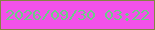 文字の大きさ：4、枠の色：858441、背景の色：f351e9、文字の色：6dcc87 無料ブログパーツのブログ時計