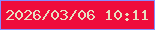 文字の大きさ：5、枠の色：858cff、背景の色：ee0c3b、文字の色：e7dec1 無料ブログパーツのブログ時計