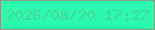文字の大きさ：4、枠の色：859d7f、背景の色：2cf9b0、文字の色：49d894 無料ブログパーツのブログ時計