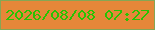 文字の大きさ：4、枠の色：85a654、背景の色：e58739、文字の色：28c302 無料ブログパーツのブログ時計