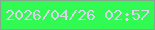 文字の大きさ：5、枠の色：85a98c、背景の色：31fb53、文字の色：d8d6e8 無料ブログパーツのブログ時計