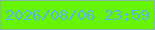 文字の大きさ：2、枠の色：85b89e、背景の色：64f404、文字の色：5db1ed 無料ブログパーツのブログ時計
