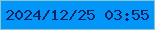 文字の大きさ：2、枠の色：85c6cf、背景の色：0296f9、文字の色：062462 無料ブログパーツのブログ時計