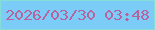 文字の大きさ：1、枠の色：85ddd8、背景の色：7bccf6、文字の色：b7639e 無料ブログパーツのブログ時計