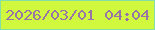 文字の大きさ：5、枠の色：85dea8、背景の色：d0f83c、文字の色：9974a6 無料ブログパーツのブログ時計