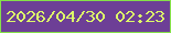 文字の大きさ：1、枠の色：85e049、背景の色：6d3f96、文字の色：ddf969 無料ブログパーツのブログ時計
