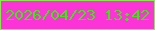 文字の大きさ：2、枠の色：85ec49、背景の色：fc34d8、文字の色：3ee612 無料ブログパーツのブログ時計