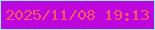 文字の大きさ：3、枠の色：85f5fa、背景の色：be05db、文字の色：f45967 無料ブログパーツのブログ時計