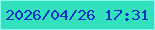 文字の大きさ：3、枠の色：85fbf3、背景の色：31e1bd、文字の色：062ec2 無料ブログパーツのブログ時計