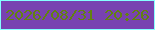 文字の大きさ：2、枠の色：85ffff、背景の色：7842b1、文字の色：628211 無料ブログパーツのブログ時計