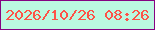 文字の大きさ：2、枠の色：860282、背景の色：bbf8e0、文字の色：fe5248 無料ブログパーツのブログ時計