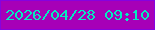 文字の大きさ：1、枠の色：8603df、背景の色：a700b7、文字の色：05ebc0 無料ブログパーツのブログ時計