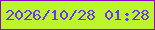 文字の大きさ：1、枠の色：8609c4、背景の色：bcf52c、文字の色：6b34fd 無料ブログパーツのブログ時計