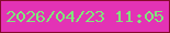 文字の大きさ：3、枠の色：860b2c、背景の色：e333b5、文字の色：81e67b 無料ブログパーツのブログ時計