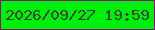 文字の大きさ：5、枠の色：861277、背景の色：00f00c、文字の色：354830 無料ブログパーツのブログ時計
