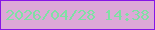文字の大きさ：5、枠の色：8616e6、背景の色：dda9d7、文字の色：7fe0a4 無料ブログパーツのブログ時計