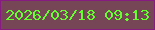 文字の大きさ：3、枠の色：861c7f、背景の色：764556、文字の色：64ff2c 無料ブログパーツのブログ時計