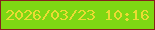 文字の大きさ：3、枠の色：86211d、背景の色：7ed713、文字の色：e9db34 無料ブログパーツのブログ時計
