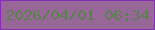 文字の大きさ：4、枠の色：862cb6、背景の色：976897、文字の色：58824b 無料ブログパーツのブログ時計