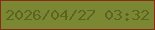 文字の大きさ：3、枠の色：862e15、背景の色：7c8733、文字の色：5a661f 無料ブログパーツのブログ時計