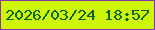 文字の大きさ：3、枠の色：8635ae、背景の色：cff608、文字の色：0a6528 無料ブログパーツのブログ時計