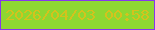 文字の大きさ：3、枠の色：8637ec、背景の色：8ed732、文字の色：d4c21d 無料ブログパーツのブログ時計