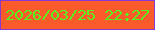 文字の大きさ：1、枠の色：8639d7、背景の色：fb5b2b、文字の色：58f21e 無料ブログパーツのブログ時計