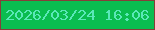 文字の大きさ：1、枠の色：863e39、背景の色：0abd50、文字の色：5ae8b8 無料ブログパーツのブログ時計