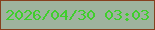 文字の大きさ：5、枠の色：86401f、背景の色：9eb39e、文字の色：3fcf2c 無料ブログパーツのブログ時計