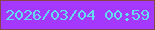 文字の大きさ：5、枠の色：86464b、背景の色：a439fd、文字の色：64daf3 無料ブログパーツのブログ時計