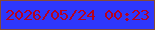 文字の大きさ：3、枠の色：864a35、背景の色：2e37fb、文字の色：b7021f 無料ブログパーツのブログ時計