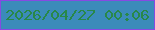 文字の大きさ：5、枠の色：864ae2、背景の色：3b8bba、文字の色：288848 無料ブログパーツのブログ時計