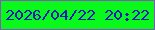 文字の大きさ：5、枠の色：8655c0、背景の色：08f91a、文字の色：0f1bbc 無料ブログパーツのブログ時計