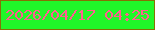 文字の大きさ：4、枠の色：867104、背景の色：21f729、文字の色：ff5f90 無料ブログパーツのブログ時計