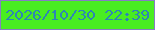 文字の大きさ：4、枠の色：867dc3、背景の色：49ed21、文字の色：2d86b4 無料ブログパーツのブログ時計