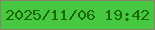 文字の大きさ：4、枠の色：868569、背景の色：46c940、文字の色：1c6705 無料ブログパーツのブログ時計
