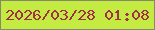 文字の大きさ：3、枠の色：868a6c、背景の色：c3eb42、文字の色：a2304a 無料ブログパーツのブログ時計