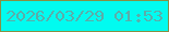 文字の大きさ：1、枠の色：869045、背景の色：01fbf0、文字の色：5bada9 無料ブログパーツのブログ時計