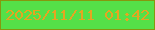 文字の大きさ：4、枠の色：86980e、背景の色：55e048、文字の色：e5a521 無料ブログパーツのブログ時計