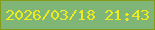 文字の大きさ：4、枠の色：869a1a、背景の色：7fb576、文字の色：edea20 無料ブログパーツのブログ時計