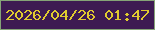 文字の大きさ：5、枠の色：86a377、背景の色：3e1a52、文字の色：e1cb2f 無料ブログパーツのブログ時計
