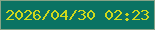 文字の大きさ：1、枠の色：86a387、背景の色：0b7363、文字の色：cfd91c 無料ブログパーツのブログ時計