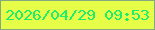 文字の大きさ：5、枠の色：86a880、背景の色：e6fe47、文字の色：1dee6b 無料ブログパーツのブログ時計