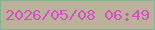 文字の大きさ：4、枠の色：86b192、背景の色：bcb19a、文字の色：d250c1 無料ブログパーツのブログ時計