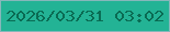 文字の大きさ：5、枠の色：86b7ba、背景の色：23b395、文字の色：0a6b53 無料ブログパーツのブログ時計