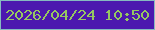 文字の大きさ：2、枠の色：86bac0、背景の色：4c18af、文字の色：96c861 無料ブログパーツのブログ時計