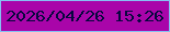 文字の大きさ：1、枠の色：86bff2、背景の色：a905a9、文字の色：07073e 無料ブログパーツのブログ時計